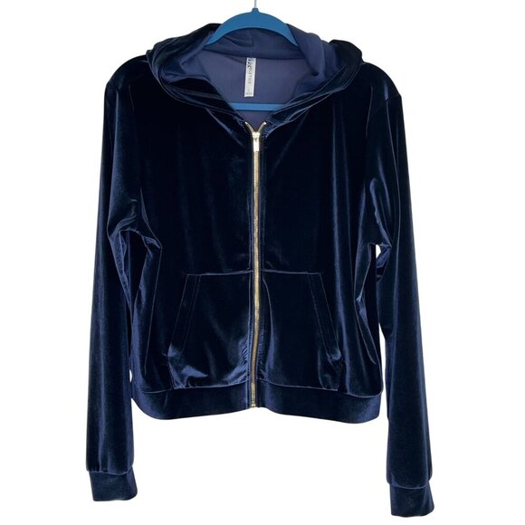 Fabletics Donna Velour Zip-Up Hoodie – Navy Blue – Size Large NWT - Picture 1 of 9